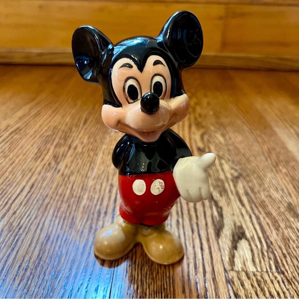 Porcelain Mickey Mouse Figurine 5-3/4” Walt Disney Production Made In Japan